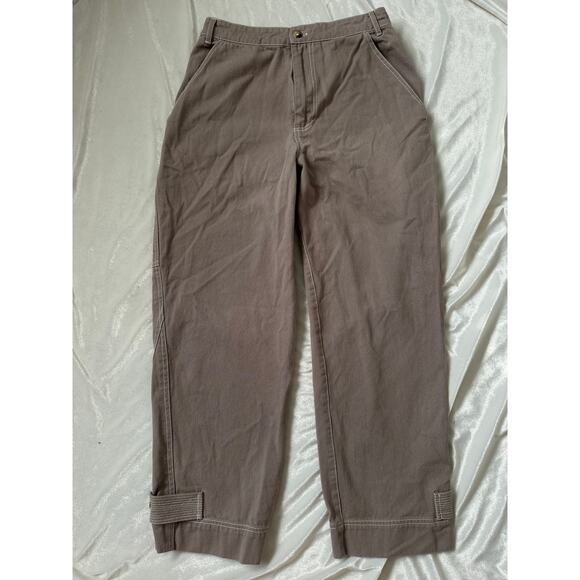 Harper Sage S Wide Leg Crop Tailored Cargo Pants Mushroom Brown Beige - Picture 1 of 10
